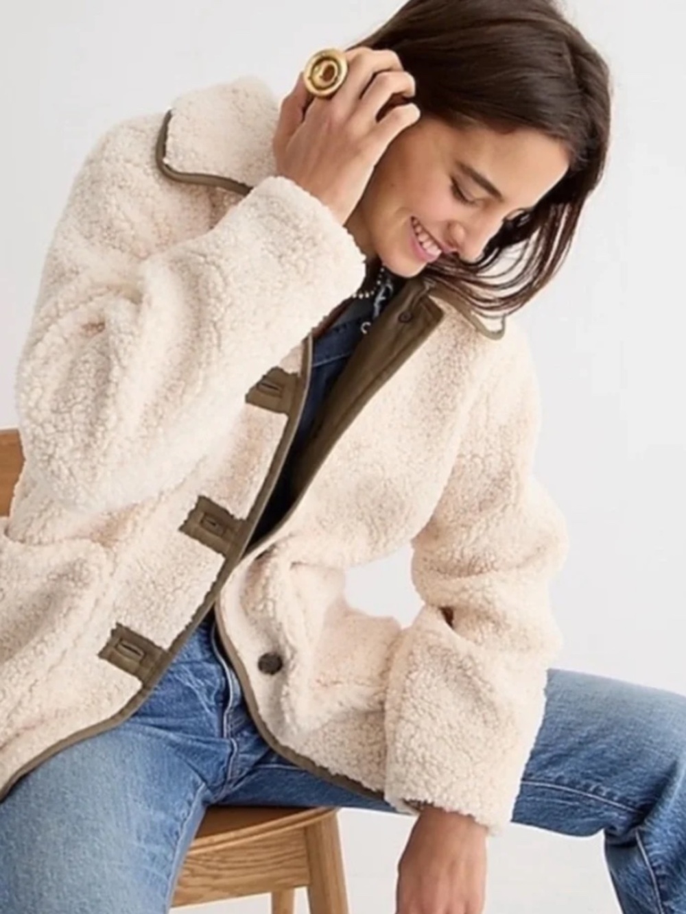 J. Crew Teddy Sherpa- Ralph Lauren winter look